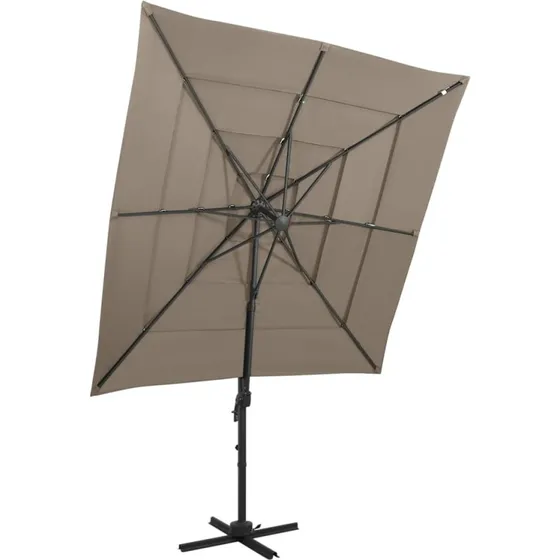 Parasol 250x250 cm 4-trins aluminiumsstang gråbrun