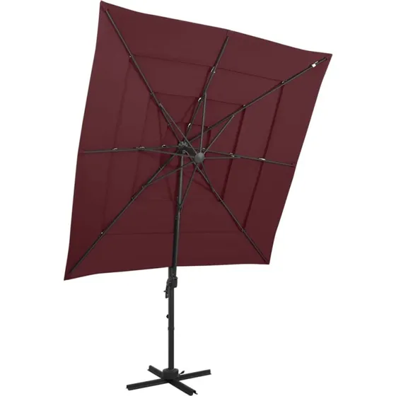 Parasol 250x250 cm 4-niveau aluminium bordeaux