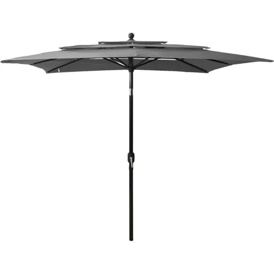 Parasol 2,5x2,5 m - aluminiumsstang, 3 niveauer, antracit