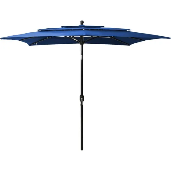 Parasol 2,5x2,5 m – 3-niveau aluminium azurblå