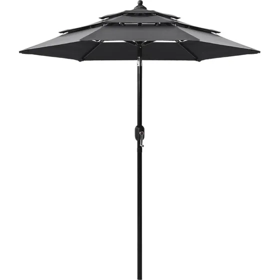 Haveparasol 2 m, aluminiumsstang, 3 niveauer – antracit