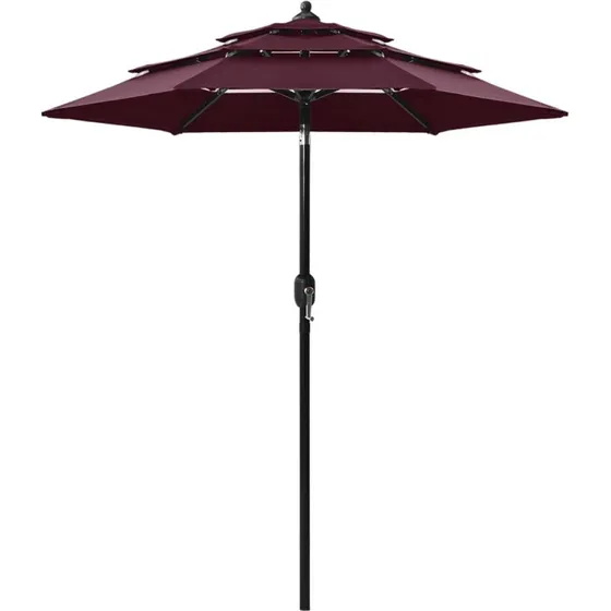 Haveparasol 2 m, 3-niveau, aluminium – bordeaux