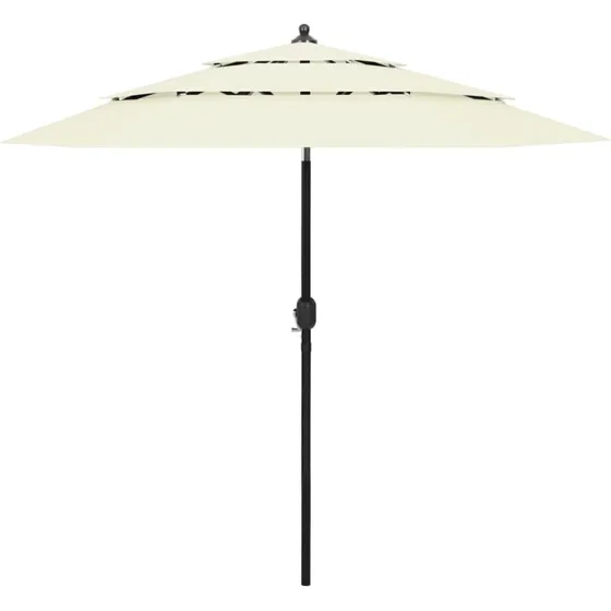Parasol 2,5 m 3-niveau sandfarvet, aluminium
