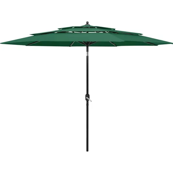 Haveparasol 3 m med aluminiumsstang, 3 niveauer - grøn