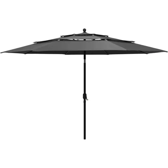 Parasol 3,5 m aluminium 3-niveau antracitgrå