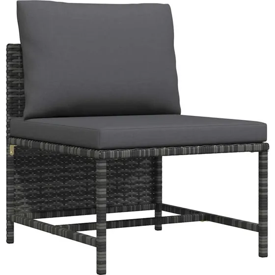 Midterdel til sofa med hynder i grå polyrattan