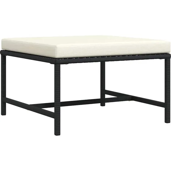 Modulær fodskammel i sort polyrattan med hynde