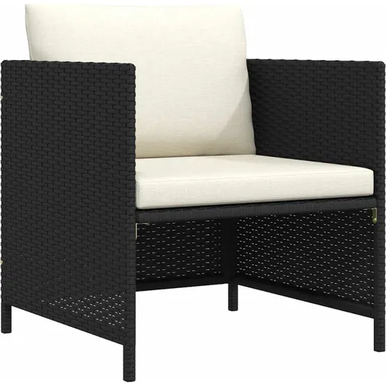 Sort havesofa i polyrattan med hynder