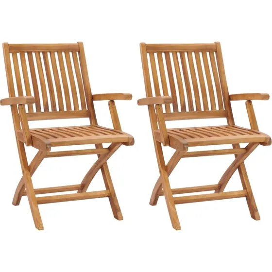 Foldbare havestole i massivt teak, 2 stk.