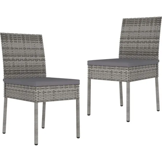 Havestole 2 stk. polyrattan med hynder, grå
