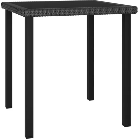 Havebord 70x70x73 cm i grå polyrattan og hærdet glas