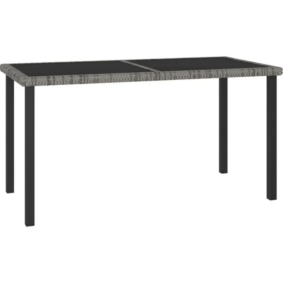 Havebord 140x70x73 cm polyrattan med hrdet glas, gr