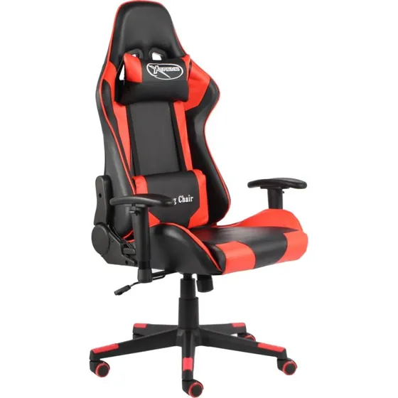 Rød drejelig gamingstol i PVC – ergonomisk høj ryg