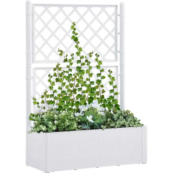 Selvvandende højbed med espalier - hvid