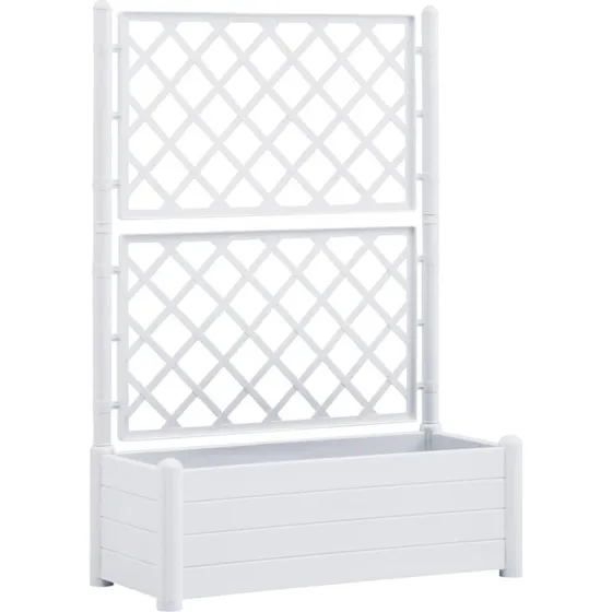 Plantekasse med espalier 100x43x142 cm – hvid, 90 L