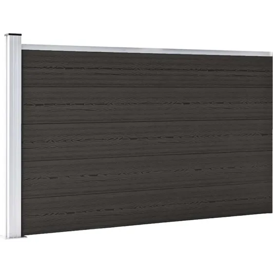 WPC hegnspanel 175x105 cm – sort, aluminiumtop