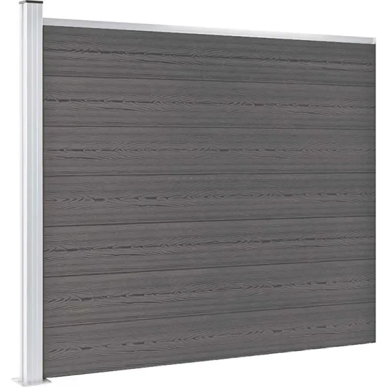 WPC hegnspanel 175x146 cm grå – robust privatlivshegn