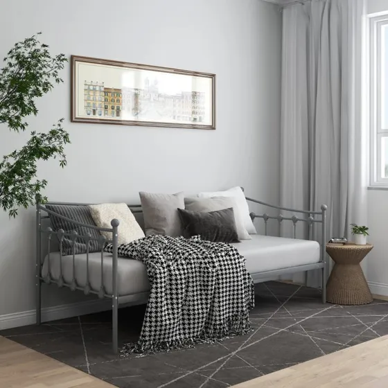 Sengestel til udtræksseng 90x200 cm i grå metal