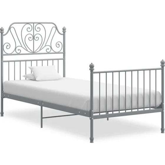 Sengestel i metal 90x200 cm – grå robust ramme