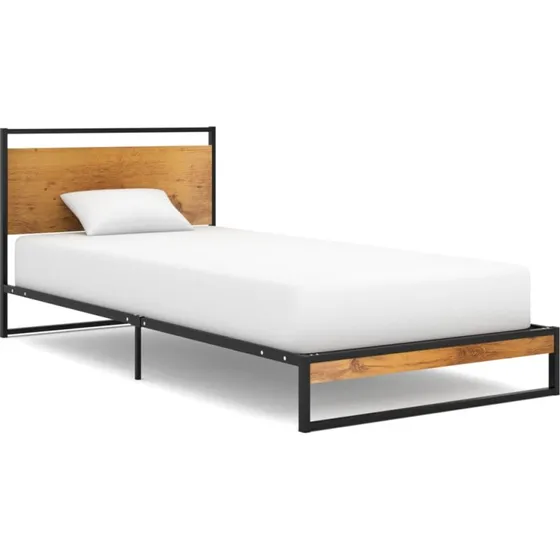 Sengestel 100x200 cm i pulverlakeret metal – sort