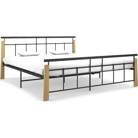 Sengestel 180x200 cm i metal og massivt egetræ