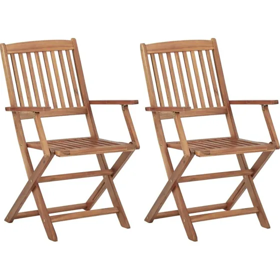 Foldbare havestole i akacietræ 2 stk (oliebehandlet)
