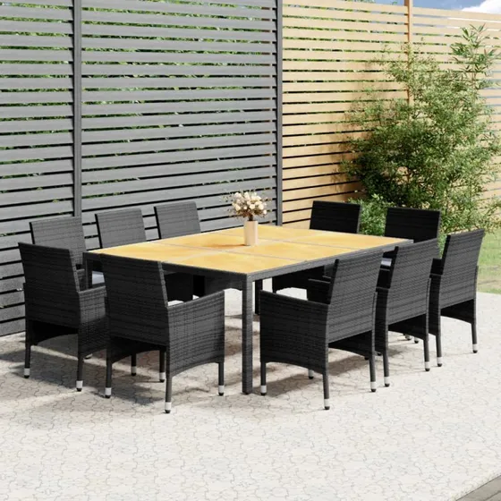 Loungesæt havemøbler 11 dele i grå polyrattan