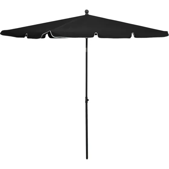 Parasol med stang 210x140 cm sort - UV-beskyttet