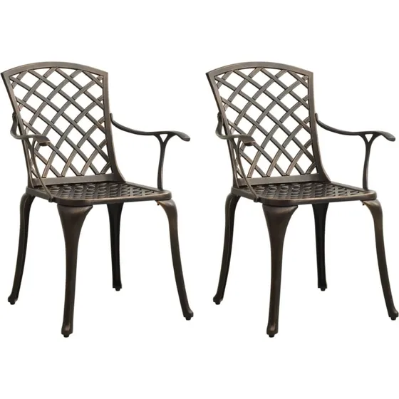 Havestole 2 stk. støbt aluminium – bronzefarvet