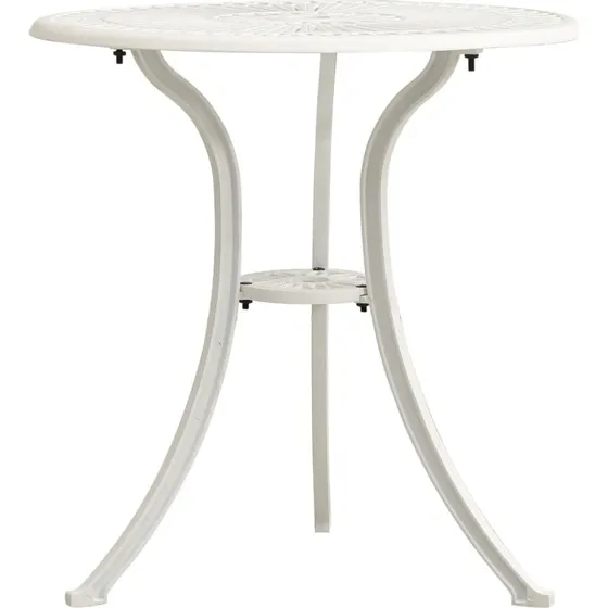 Havebord 62x62x65 cm i støbt aluminium - hvid