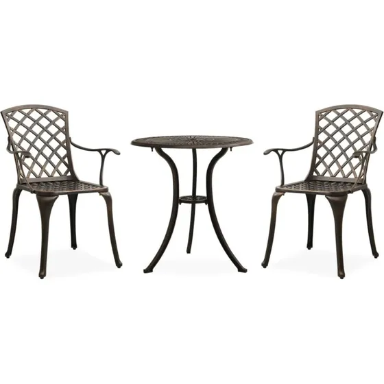 Bistrosæt 3 dele i støbt aluminium – bronzefarvet