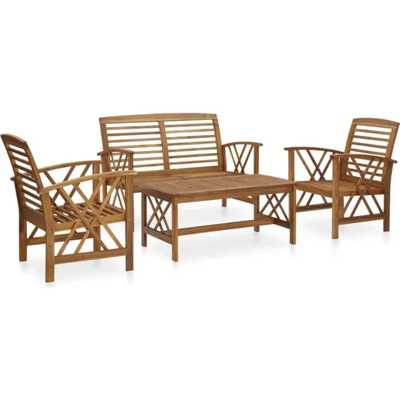 Loungesæt 4 dele i massivt akacietræ - vintage havestil