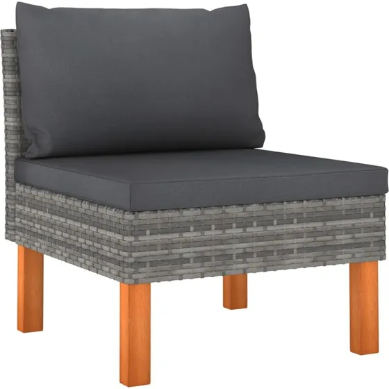 Midtermodul til udendørs sofa i polyrattan og eukalyptus