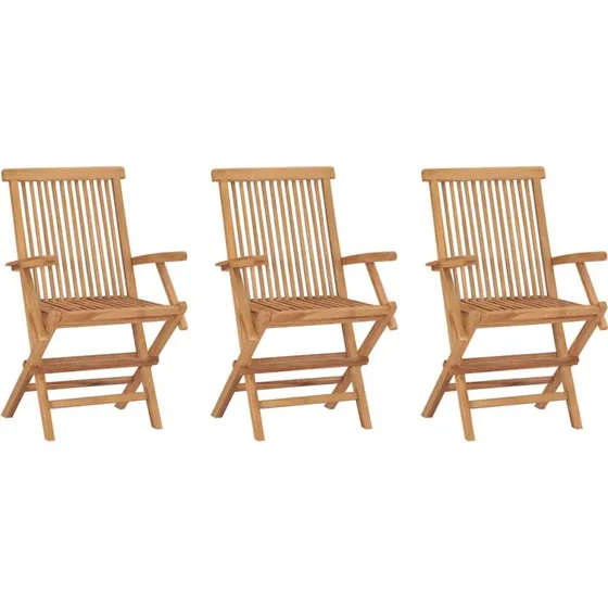 Foldbare havestole i massivt teaktræ, 3 stk
