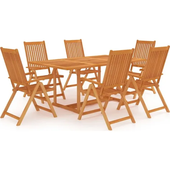 Spisebordssæt til haven 7 dele i massivt teak