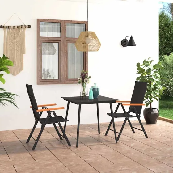 Havemøbelsæt 3 dele polyrattan sort/brun