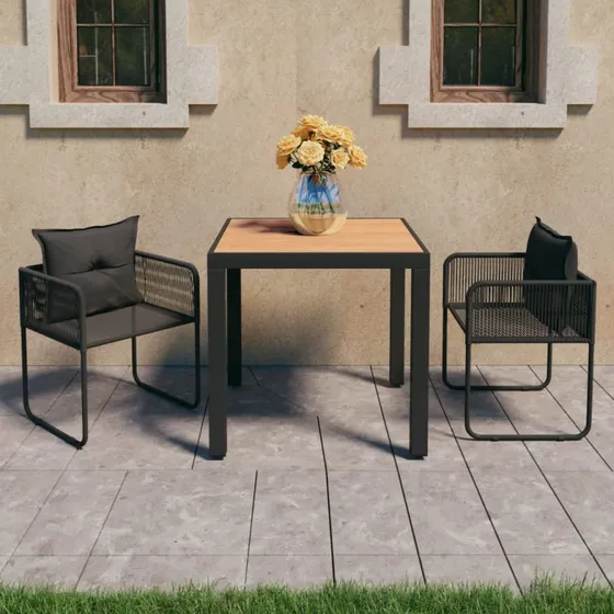 3-dele havemøbelsæt i polyrattan – sort/brun