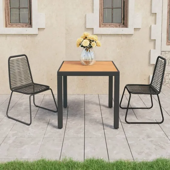 Havemøbelsæt 3 dele polyrattan sort/brun