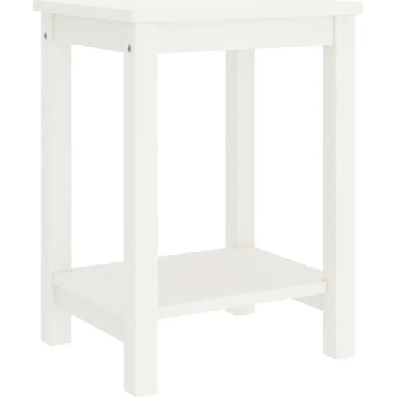 Sengebord i massivt fyrretræ 35x30x47 cm - hvid