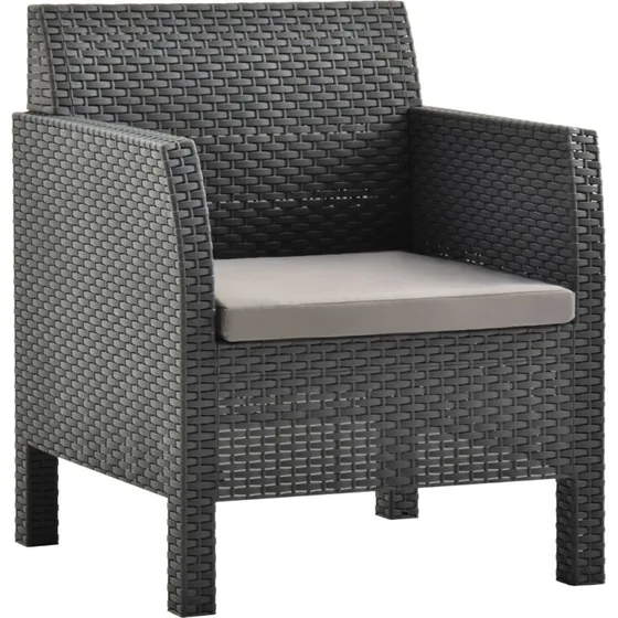 Havestol med hynde i rattan (antracit) 63x65x76 cm