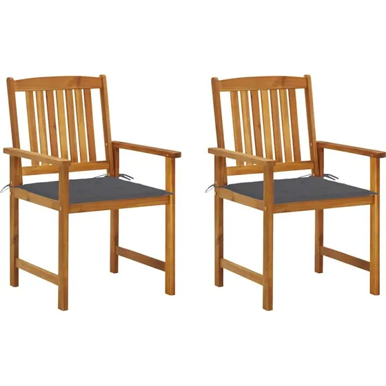 Havestole 2 stk. i massivt akacietræ med hynder