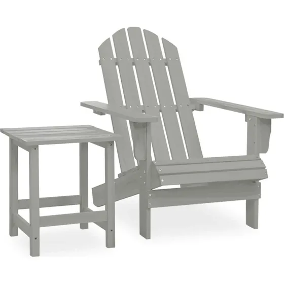 Adirondack havestol med bord i massivt grantræ, grå