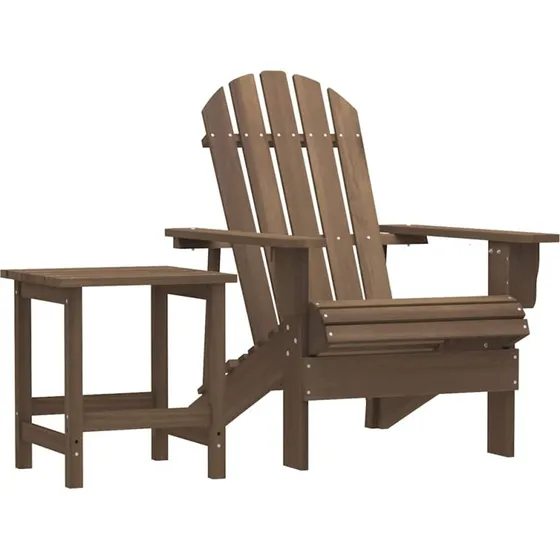 Adirondack havestol med bord i massivt grantræ, brun