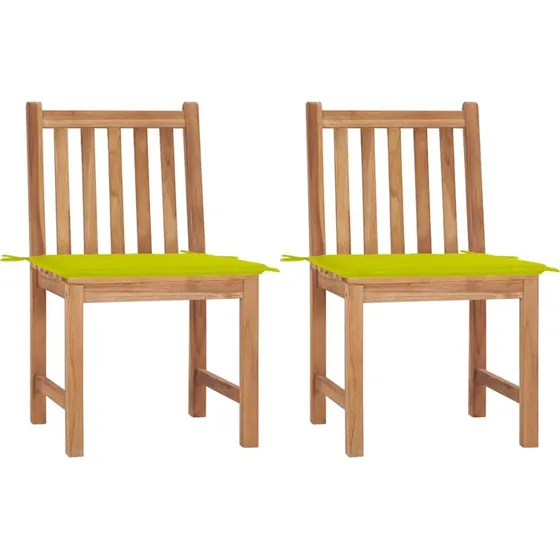 Havestole i massiv teak, 2 stk. med hynder