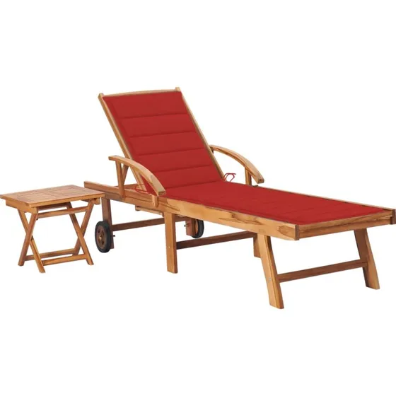 Liggestol i massivt teak med bord og hynde