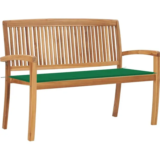 Havebænk i massivt teak 128,5 cm med hynde (stabelbar)