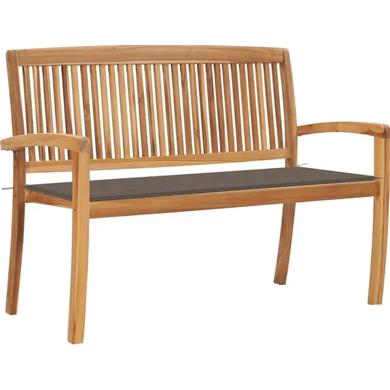 Teak havebænk med hynde 128,5 cm – stabelbar