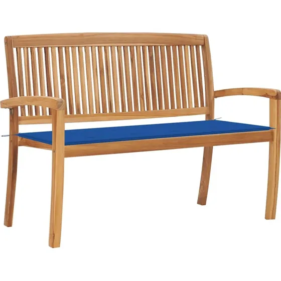 Havebænk i massivt teak 128,5 cm med hynde (stabelbar)