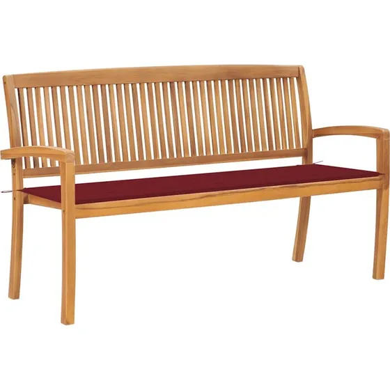 Havebænk i massivt teak 159 cm med hynde, stabelbar