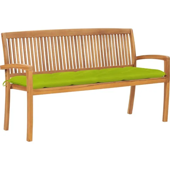 Havebænk i massivt teak 159 cm med hynde, stabelbar